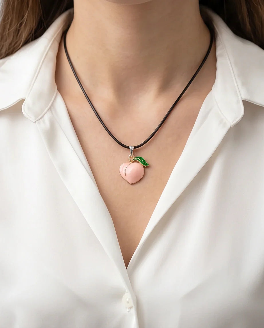 Sweet Peach Enamel Pendant Necklace