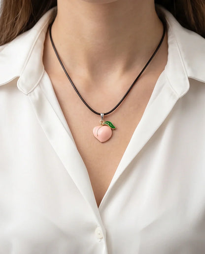 Sweet Peach Enamel Pendant Necklace