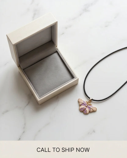 Pink & Lavender Enamel Butterfly Pendant Necklace