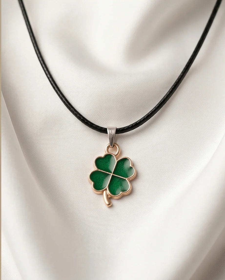 Gold and Green Four-Leaf Clover Necklace