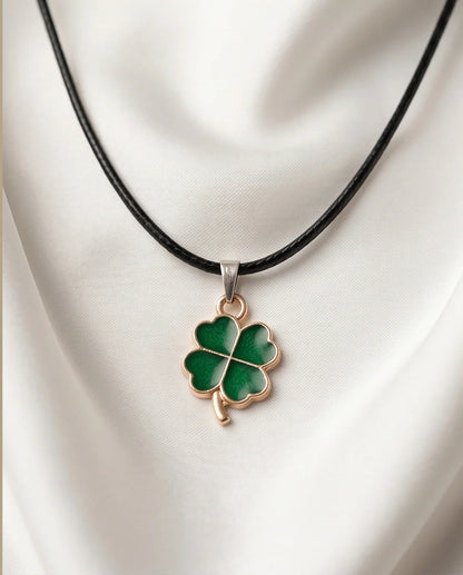 Gold and Green Four-Leaf Clover Necklace