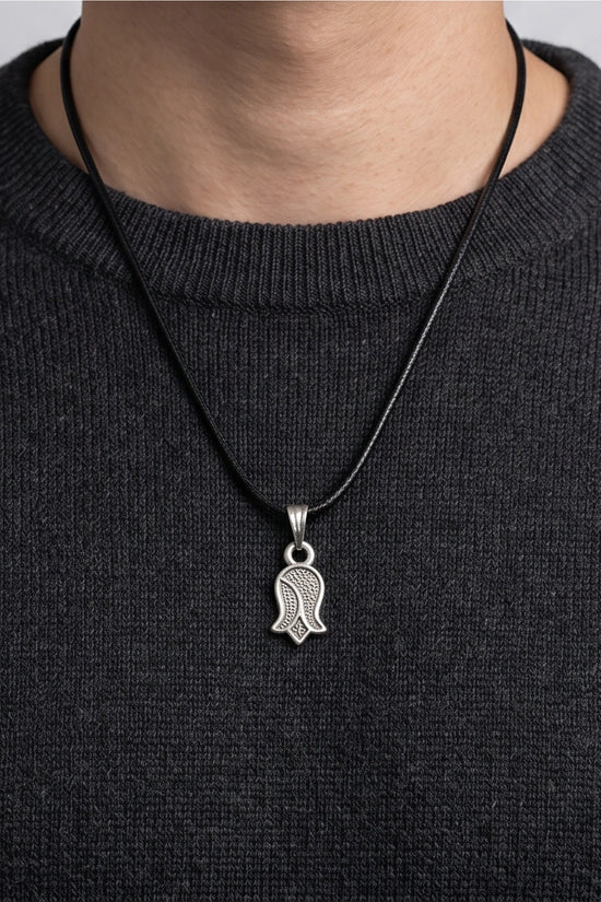 Silver Vintage Textured Tulip Necklace