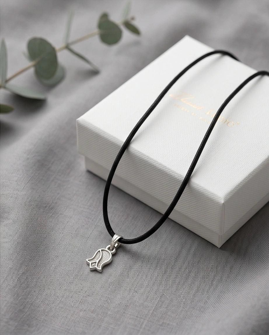 Silver Vintage Textured Tulip Necklace