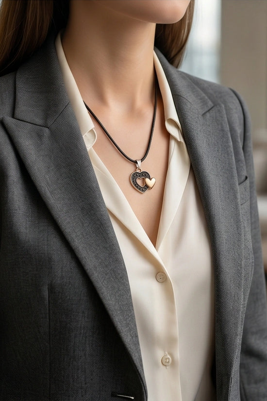 Gold and Black Layered Heart Necklace