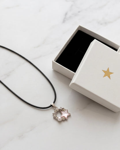 Celestial Pearl Star Wreath Cord Necklace
