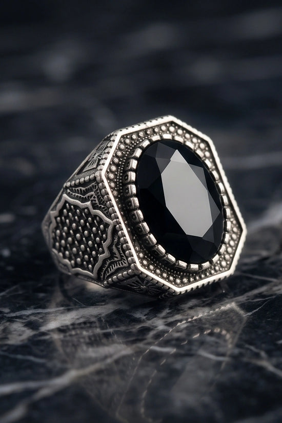 Vintage Ottoman Black Onyx Statement Ring