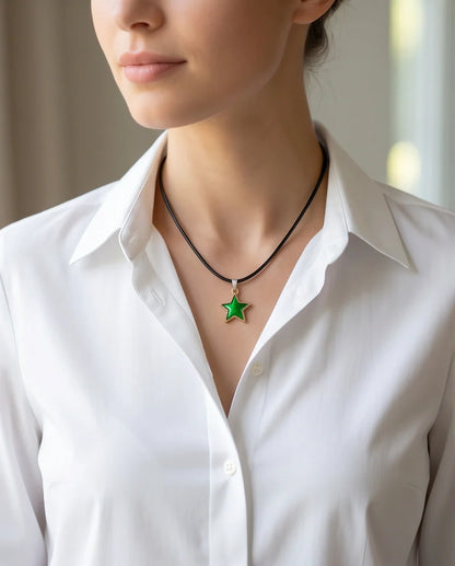 Gold and Green Star Pendant Necklace