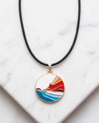 Sunset Wave Enamel Pendant Necklace