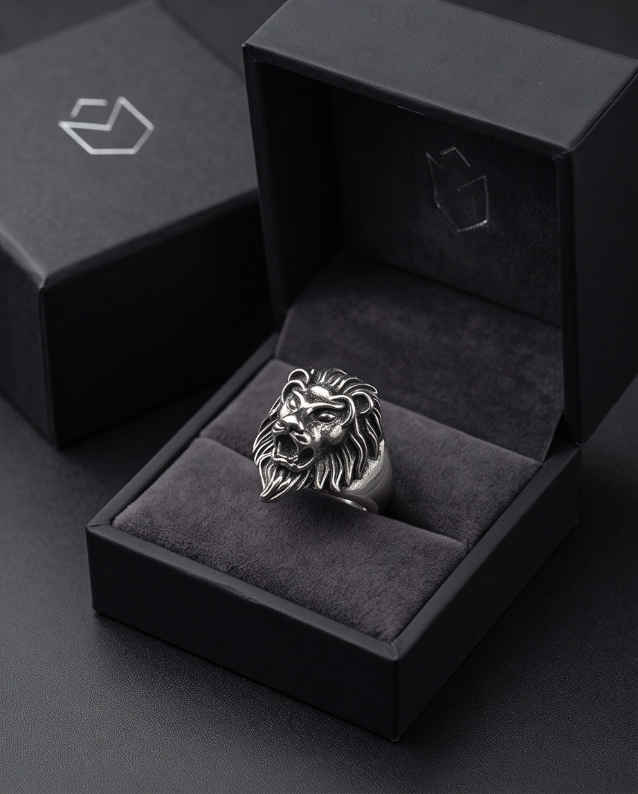 Roaring Majestic Lion Sculpted Ring