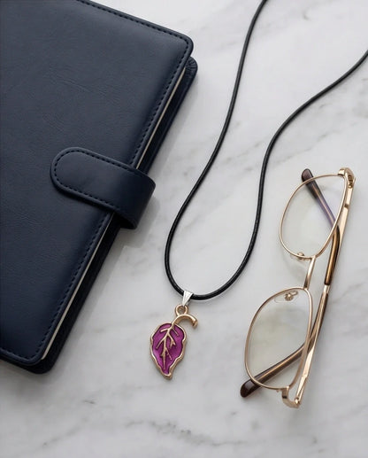 Orchid Purple Botanical Leaf Pendant