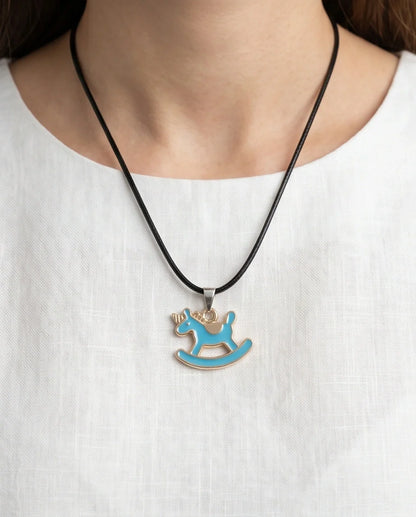 Gold and Turquoise Rocking Unicorn Necklace