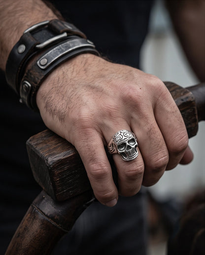 Filigree Crowned Skull Ring