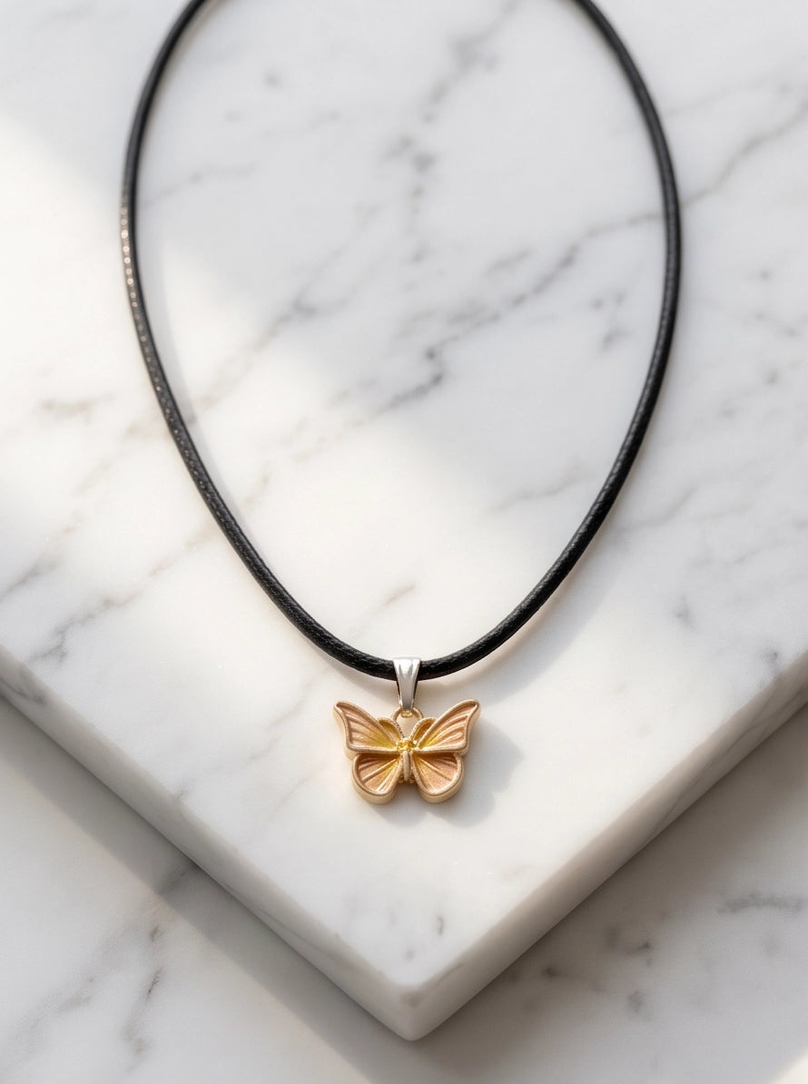 Gold & Rose Gold Butterfly Pendant Necklace