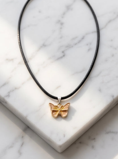 Gold & Rose Gold Butterfly Pendant Necklace