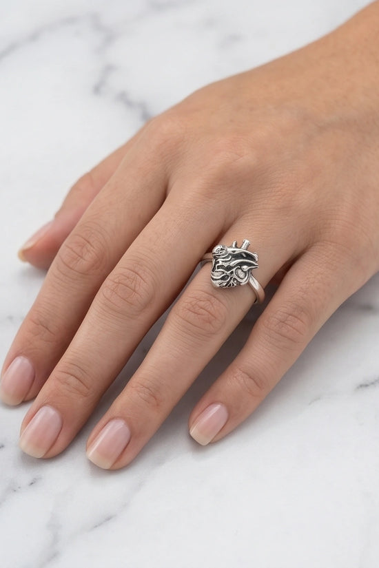 Gothic Sterling Silver Anatomical Heart Ring
