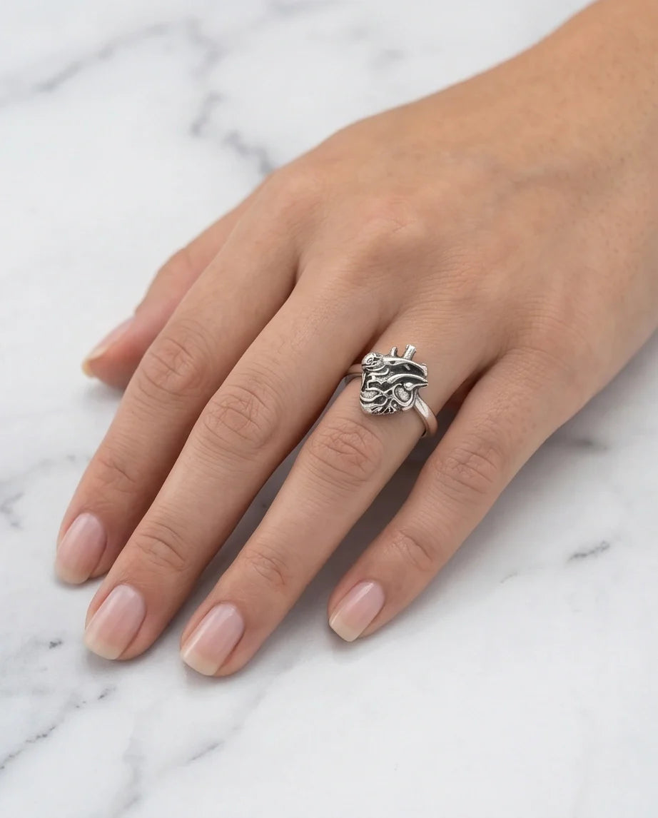 Gothic Sterling Silver Anatomical Heart Ring