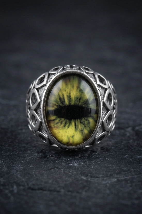 Vintage Sterling Silver Gothic Owl's Eye Statement Ring