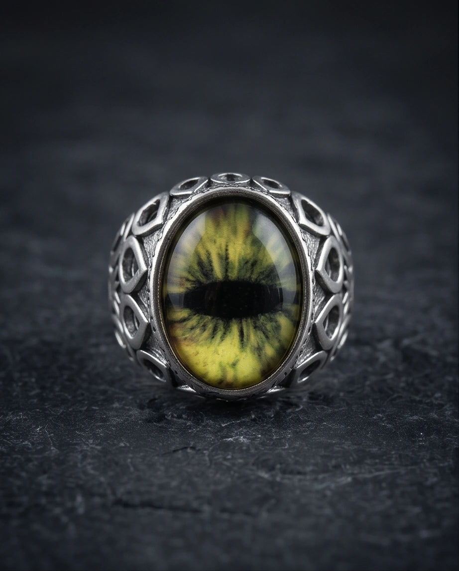 Vintage Sterling Silver Gothic Owl's Eye Statement Ring