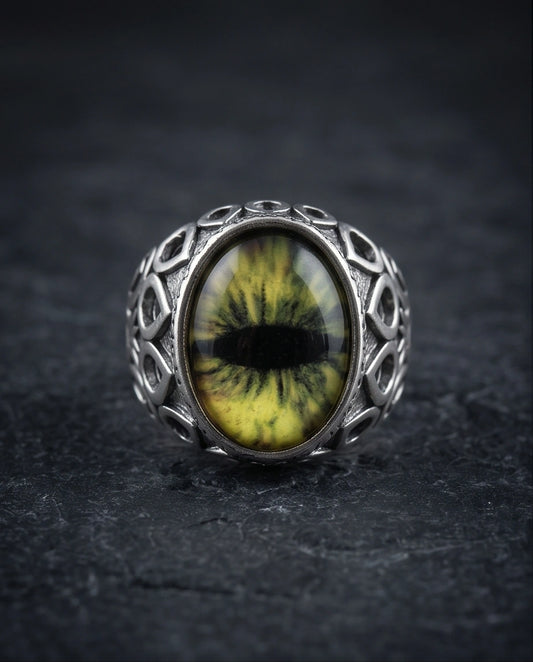 Vintage Sterling Silver Gothic Owl's Eye Statement Ring