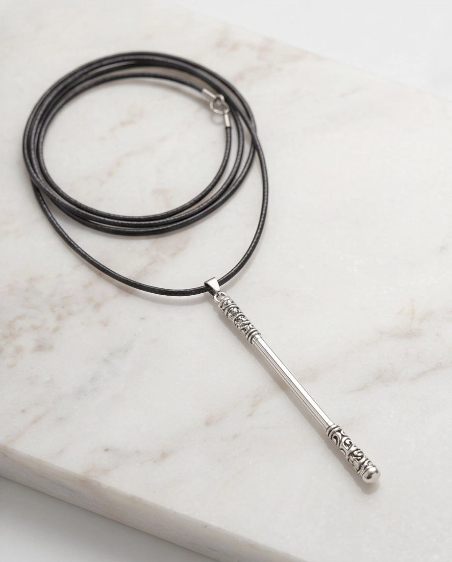Carved Staff Pendant Necklace
