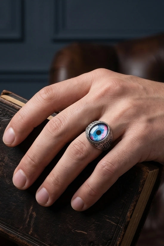 Vintage Sterling Silver Mystic Dual-Tone Eye Ring