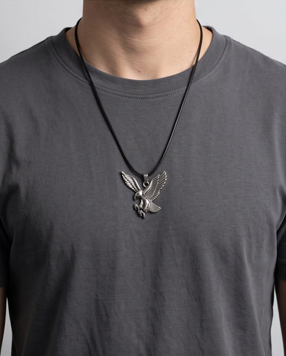 Soaring Silver Eagle Cord Necklace