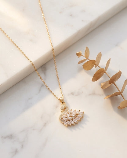 Gold Crystal Swan Necklace