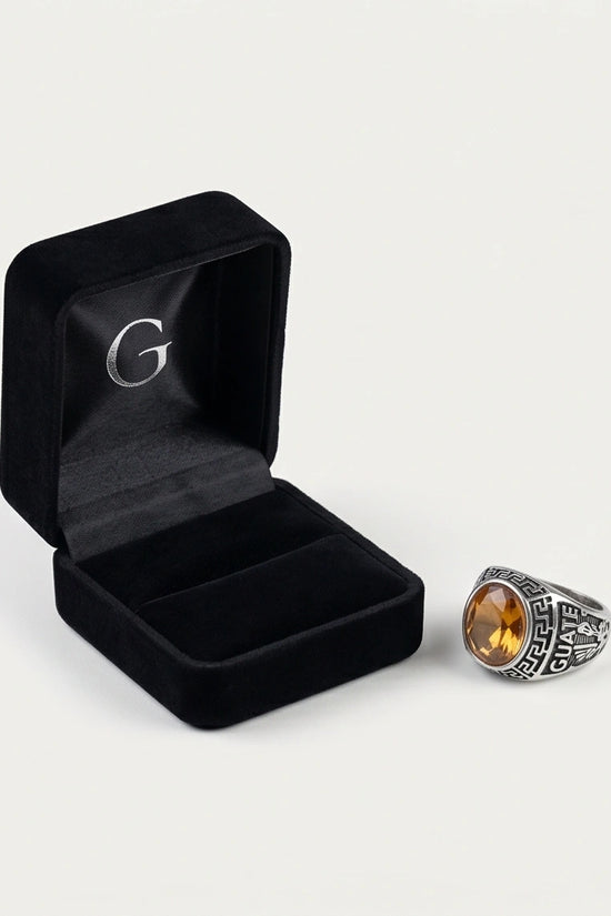 Vintage Amber Citrine Signet Ring