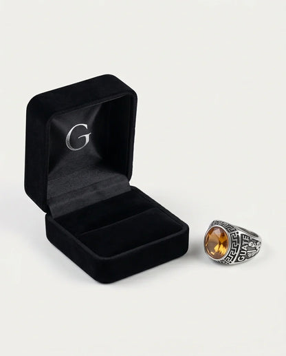 Vintage Amber Citrine Signet Ring