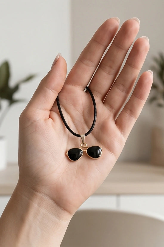 Gold and Black Sunglasses Pendant Necklace
