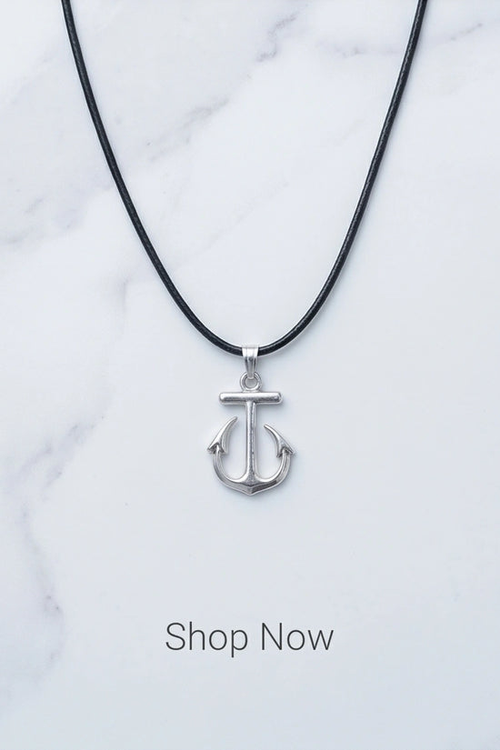 The Voyager: Minimalist Matte Silver Anchor Pendant Necklace