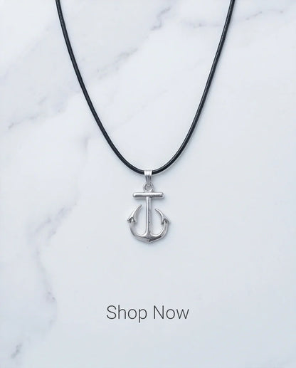 The Voyager: Minimalist Matte Silver Anchor Pendant Necklace