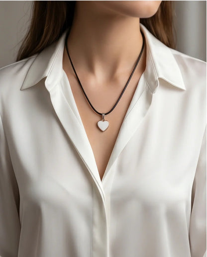 Gold and White Classic Heart Necklace