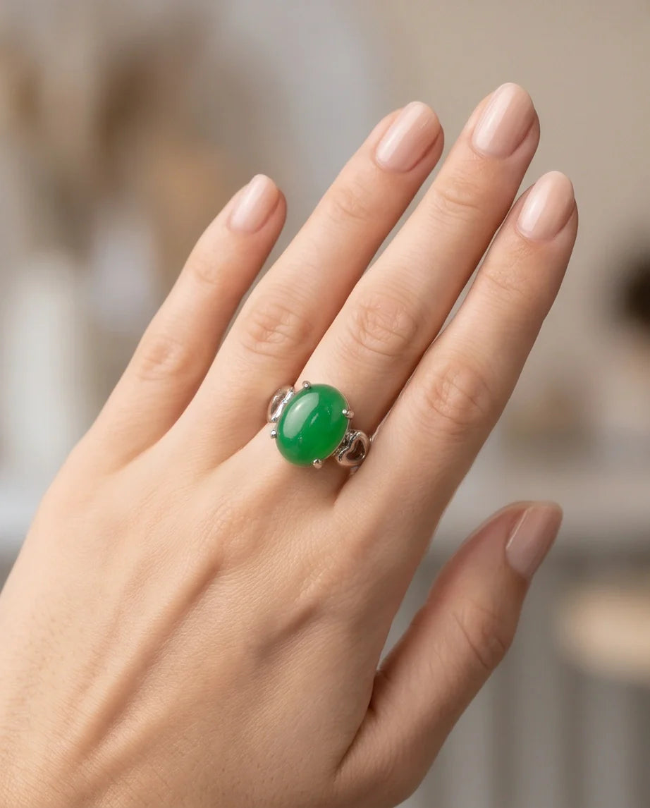 Imperial Heart Green Jade Ring