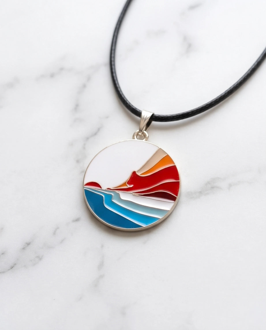 Sunset Wave Enamel Pendant Necklace