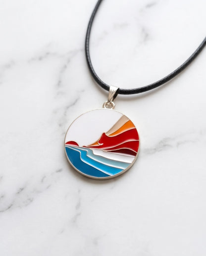 Sunset Wave Enamel Pendant Necklace