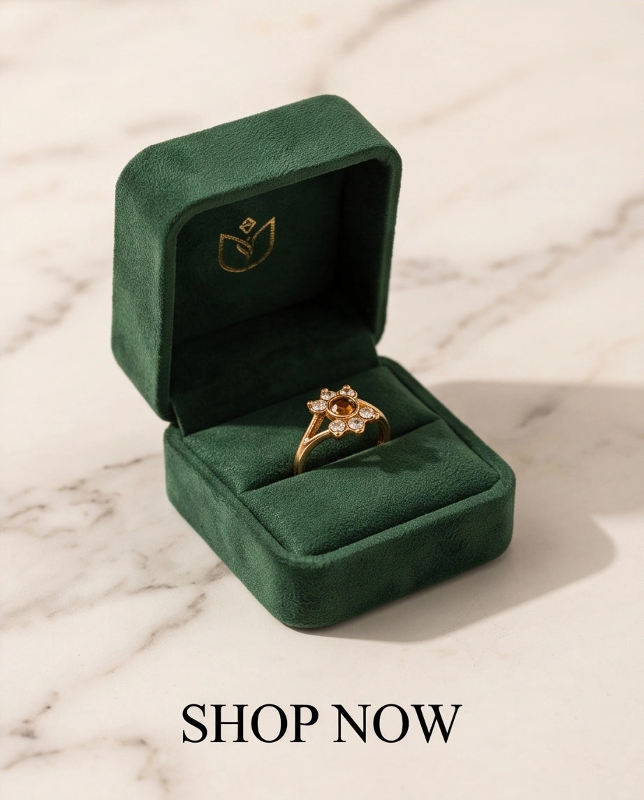 Amber Sunburst Crystal Ring