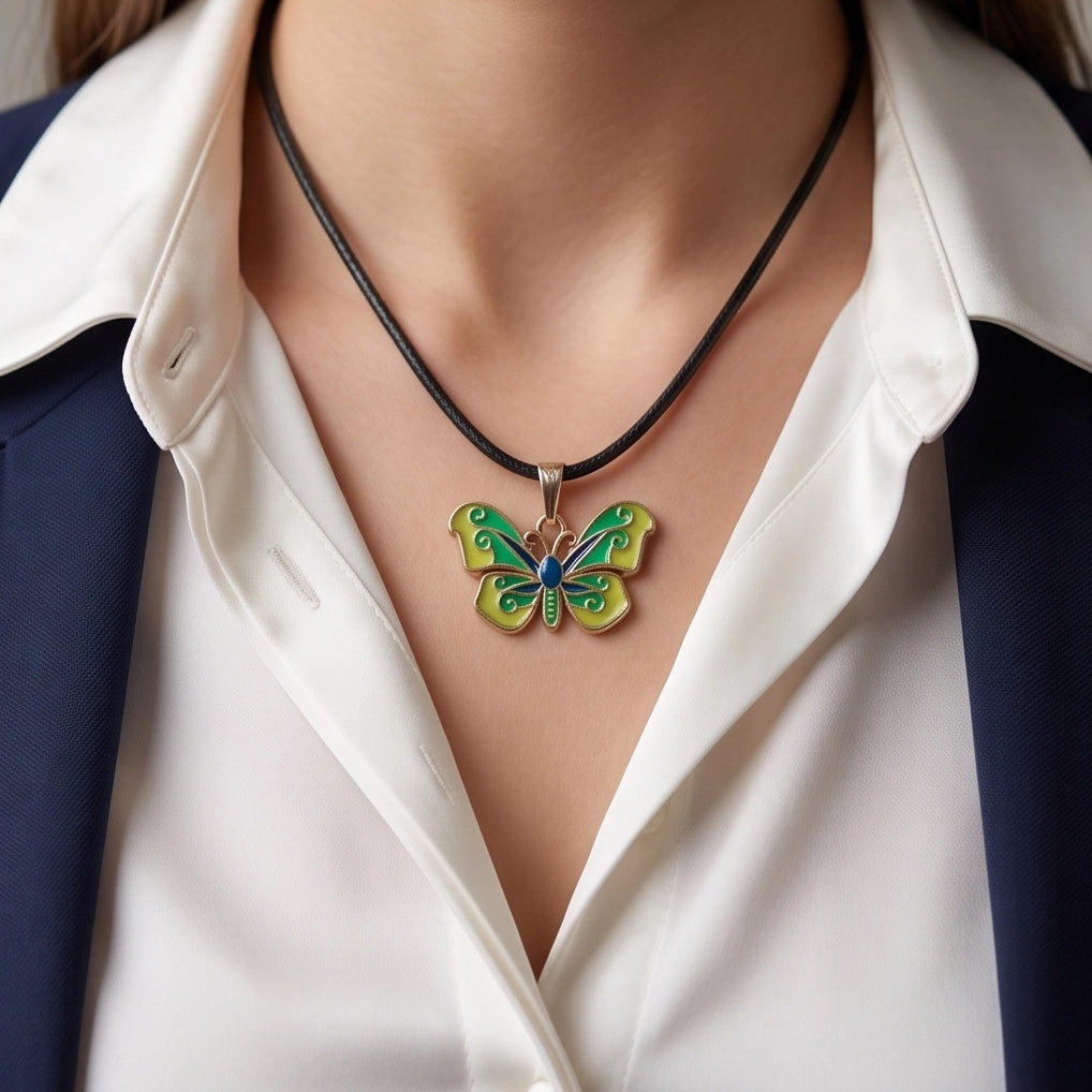 Vibrant Multi-Color Butterfly Pendant Necklace