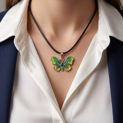 Vibrant Multi-Color Butterfly Pendant Necklace
