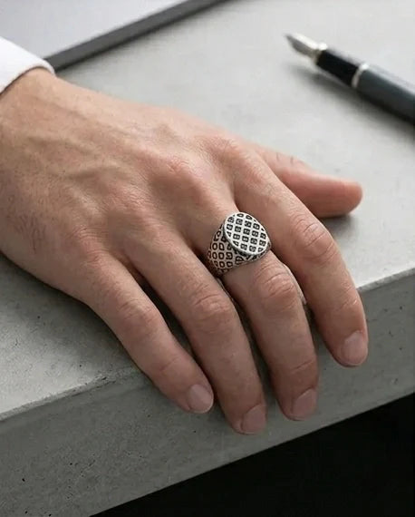 Vintage Sterling Silver Quadfoil Geometric Signet Ring