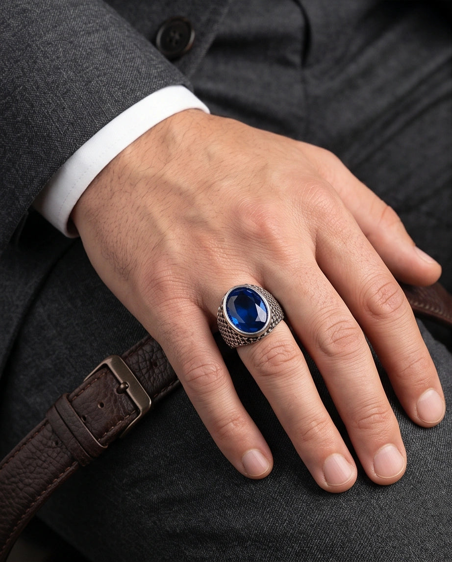Imperial Sapphire Mesh Signet Ring