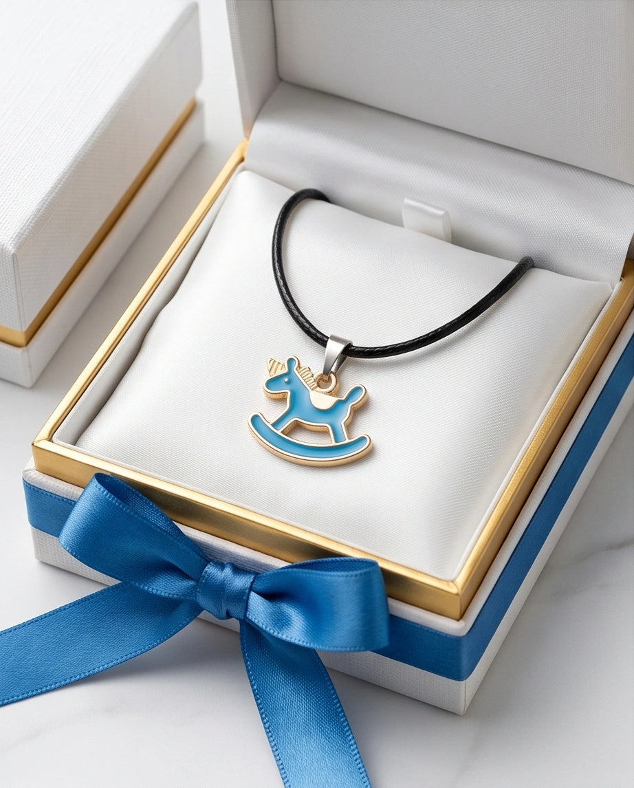 Gold and Turquoise Rocking Unicorn Necklace