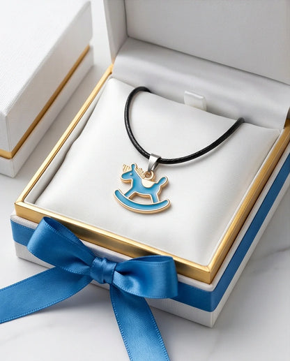 Gold and Turquoise Rocking Unicorn Necklace