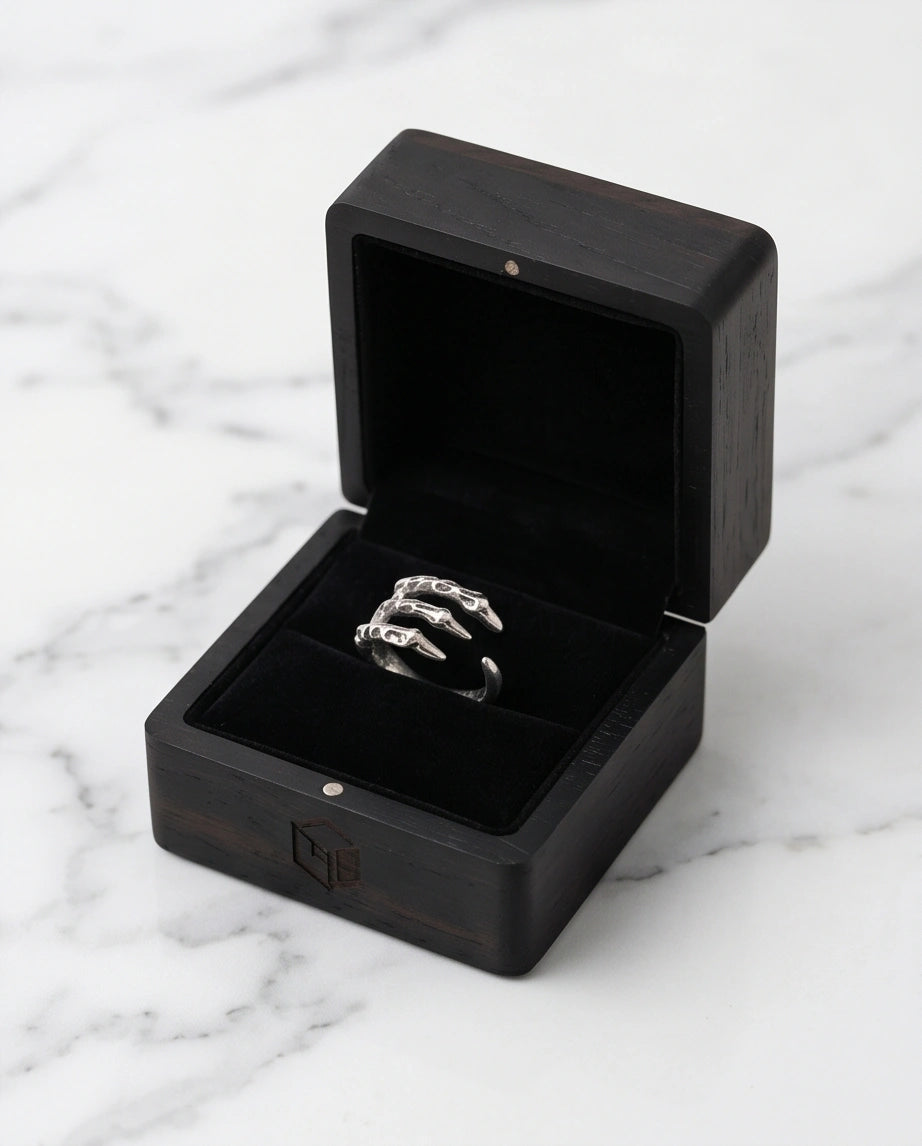 Gothic Dragon Claw Open Band Ring