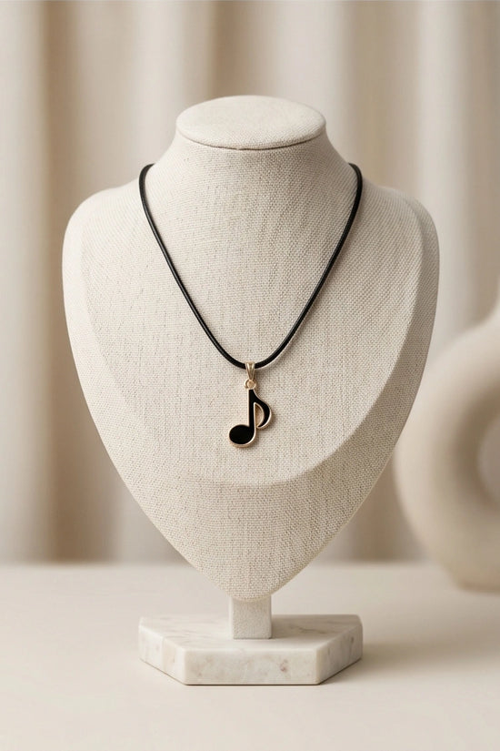 Gold and Black Eighth Note Necklace