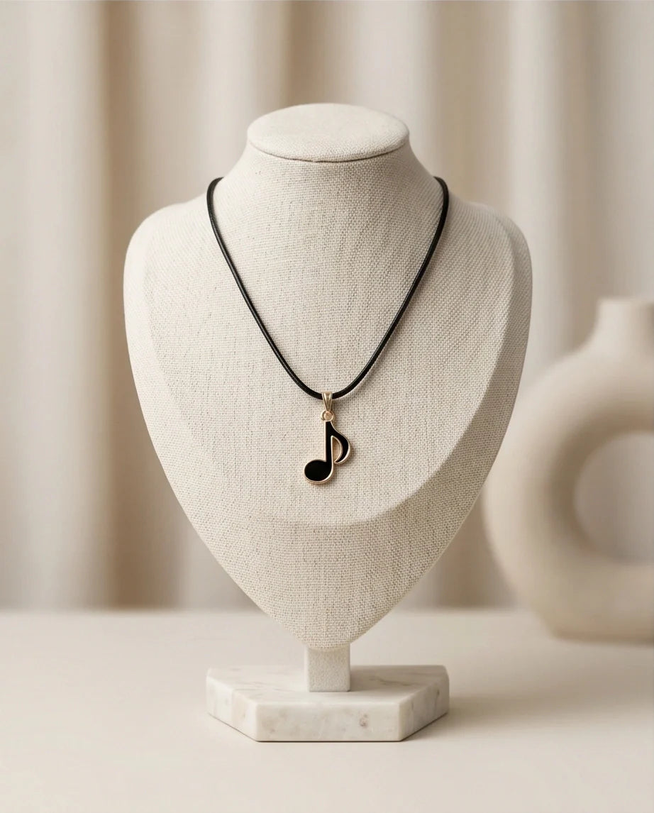 Gold and Black Eighth Note Necklace