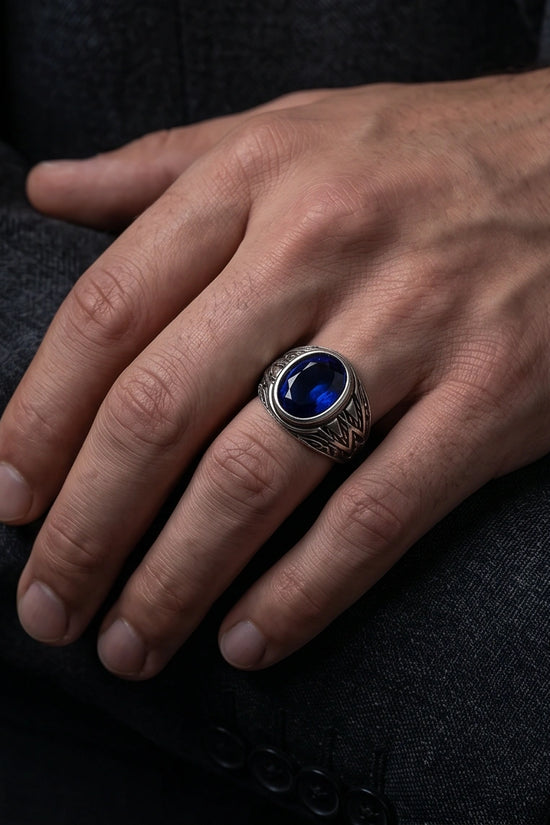 Imperial Sapphire Vertex Silver Ring