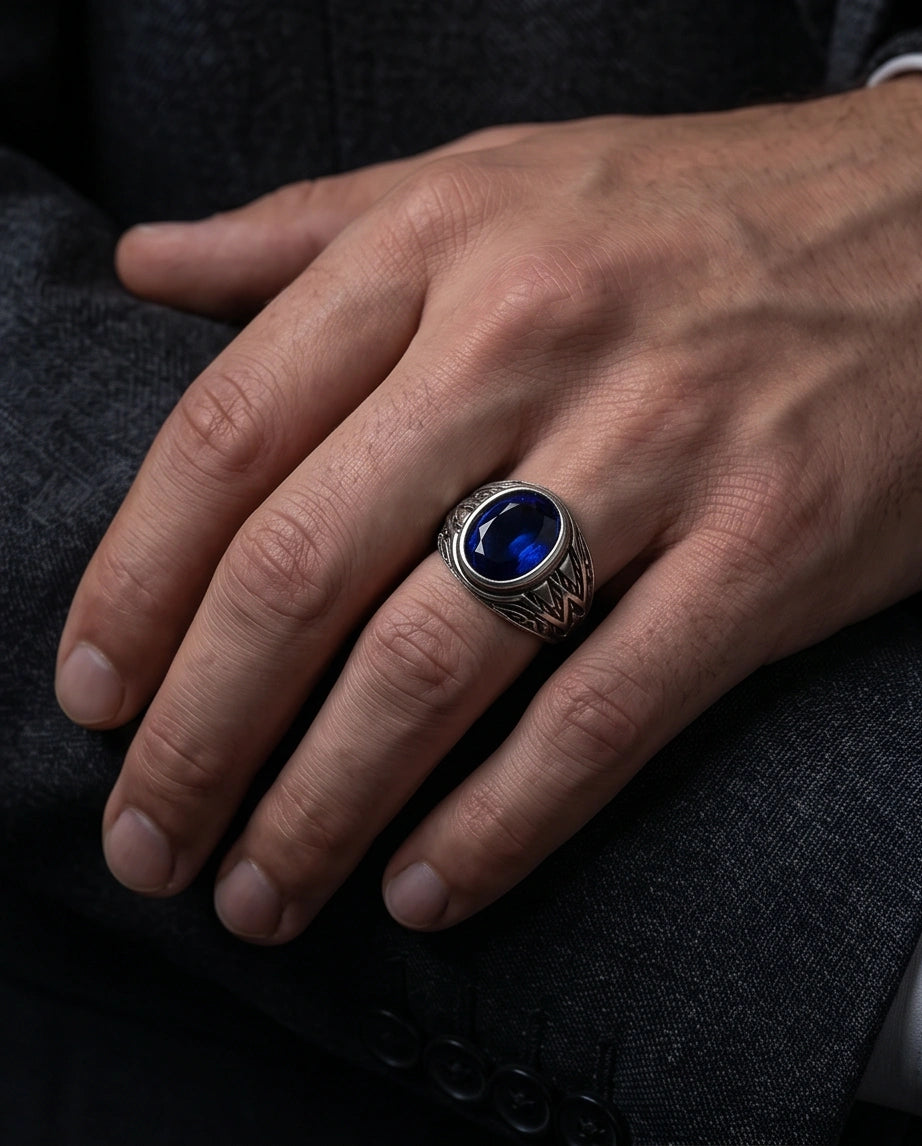 Imperial Sapphire Vertex Silver Ring