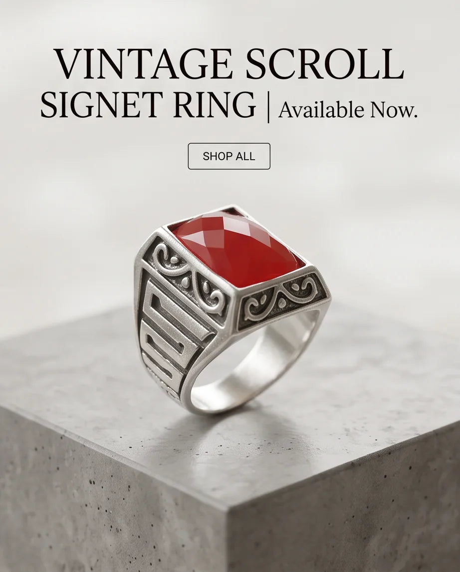 Scarlet Gemstone Filigree Bezel Rectangular Silver Ring