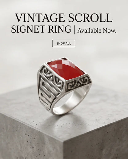 Scarlet Gemstone Filigree Bezel Rectangular Silver Ring